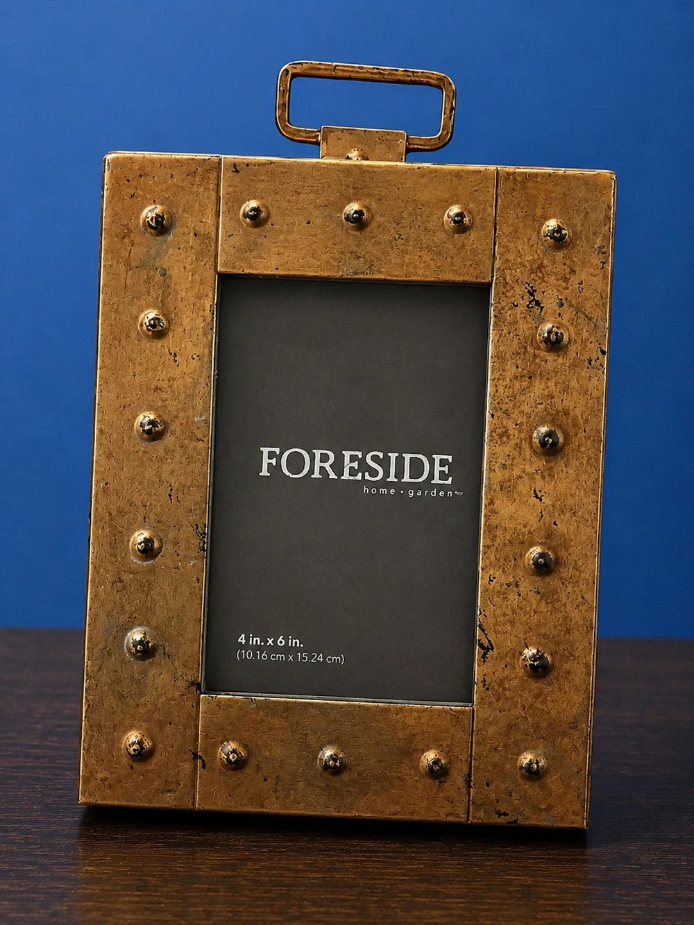 Foreside Home & Garden 4x6 Industrial Rivet Picture Frame – Antique Gold